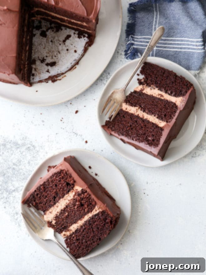 The secret ingredient to this incredibly rich and moist chocolate cake is sour cream!
