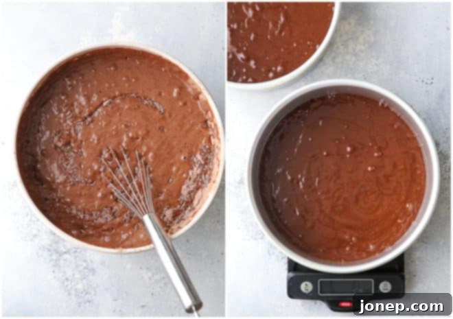 Cake batter ready for baking