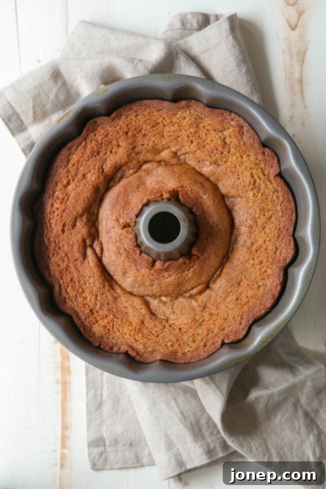 Caramel Bundt Cake fresh from the oven