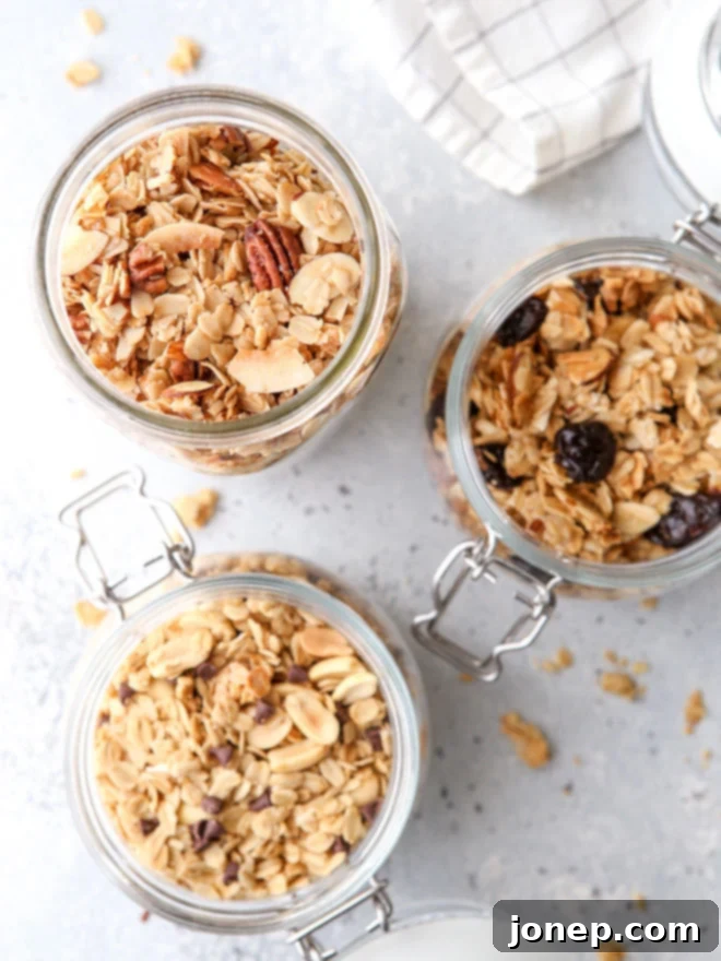 Delicious homemade granola in a bowl, ready to be enjoyed.