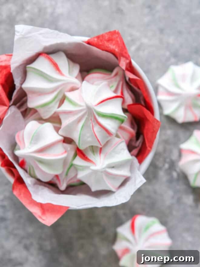 peppermint meringues in a bowl