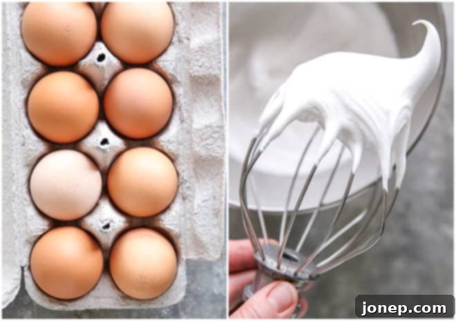 dozen eggs and whipped meringue