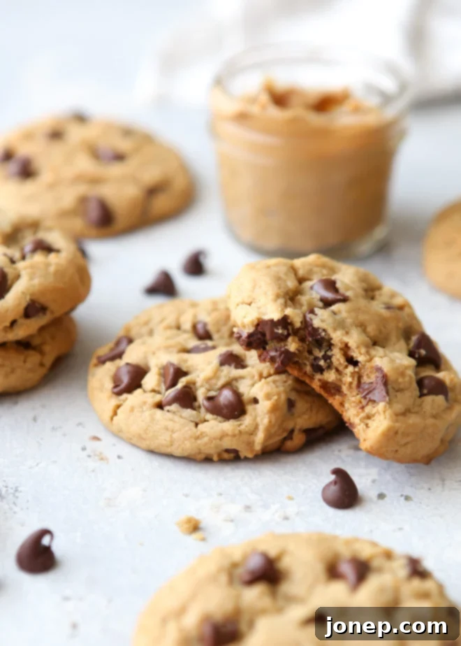 Thick and soft chocolate chip peanut butter cookies are a fun treat!
