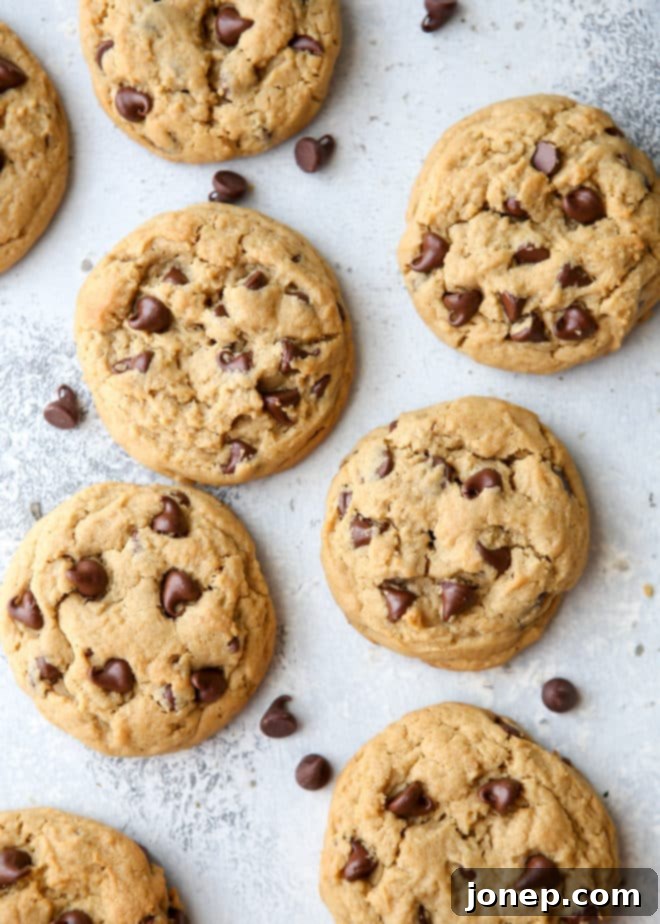 Thick and soft chocolate chip peanut butter cookies are a fun treat!