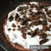 Chocolate Thin Mint Pie in a pie dish