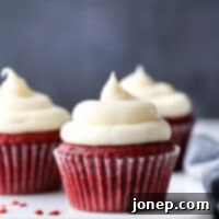 Decadent Red Velvet Cupcakes with Cream Cheese Frosting 7 Classic red velvet cupcakes, tender and moist, with luscious cream cheese frosting, ready to be enjoyed.