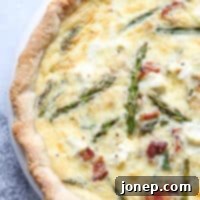 Velvety Asparagus Bacon Cream Cheese Quiche 5 Bacon, asparagus and cream cheese quiche is full of flavor