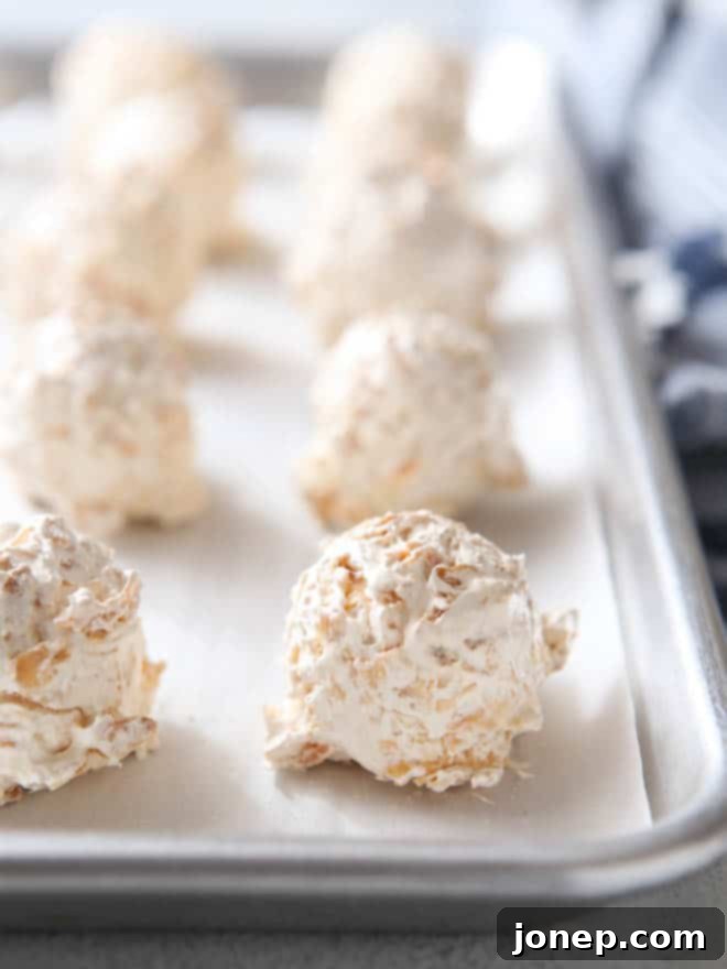 Close-up of golden brown Coconut Meringue Macaroons