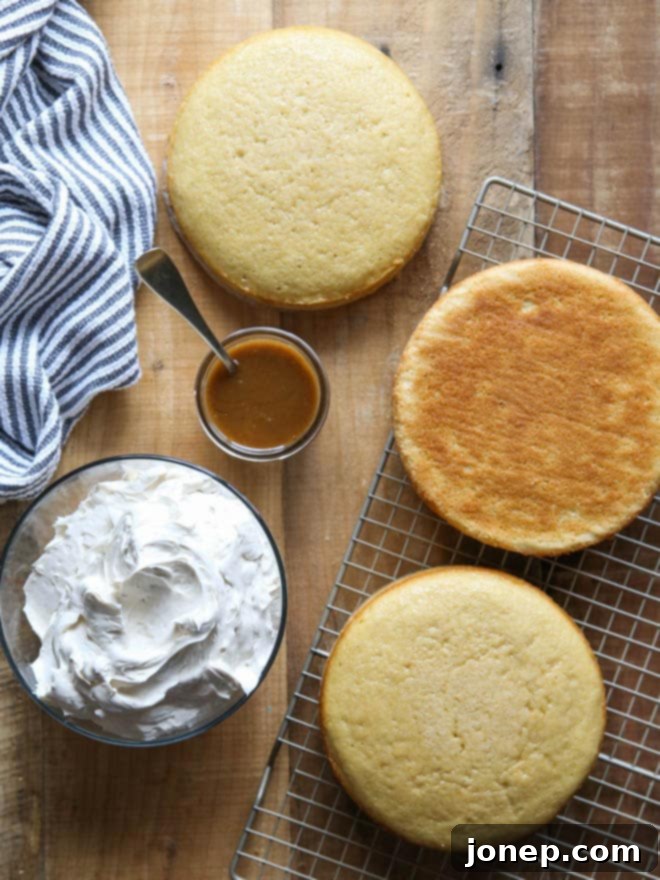 Bourbon Butterscotch Cake with a delicate drizzle of butterscotch, ready to be served.