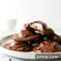 pile of chocolate marshmallow cookies on a plate