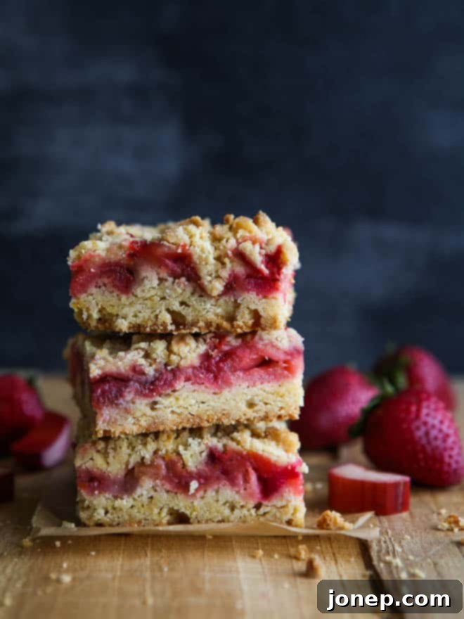 strawberry rhubarb crumb bars are the perfect treat for spring