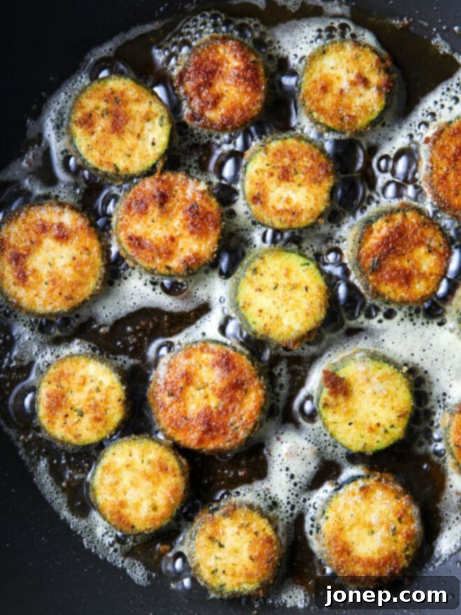 Frying zucchini in a pan
