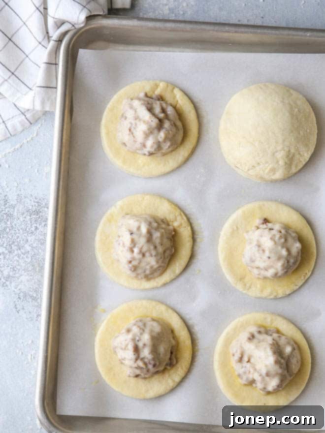 "stuffing" gravy into buttermilk biscuits