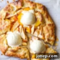 Golden Peach Apple Delight 9 sliced peach apple galette with ice cream