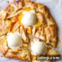 Rustic Peach Apple Galette 9 sliced peach apple galette with ice cream
