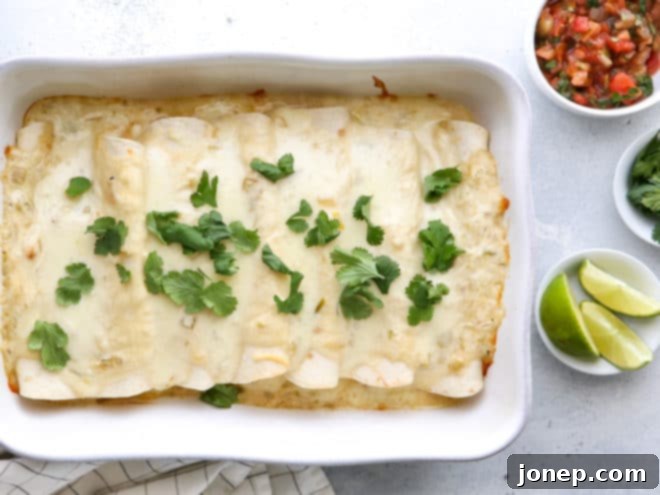 Ultimate Creamy Chicken Enchiladas 5 These sour cream chicken enchiladas are a family favorite! They're cheesy, creamy, and made completely from-scratch!