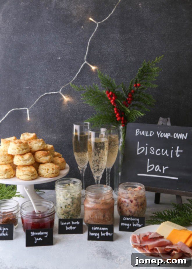 Cream cheese biscuits and a fun holiday brunch bar!
