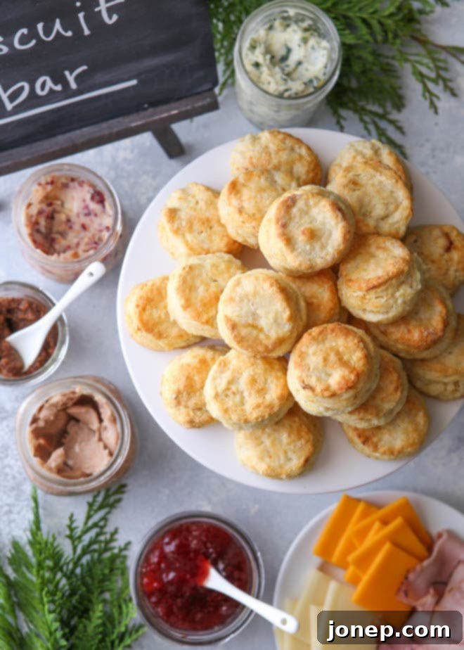 Cream cheese biscuits and a fun holiday brunch bar!