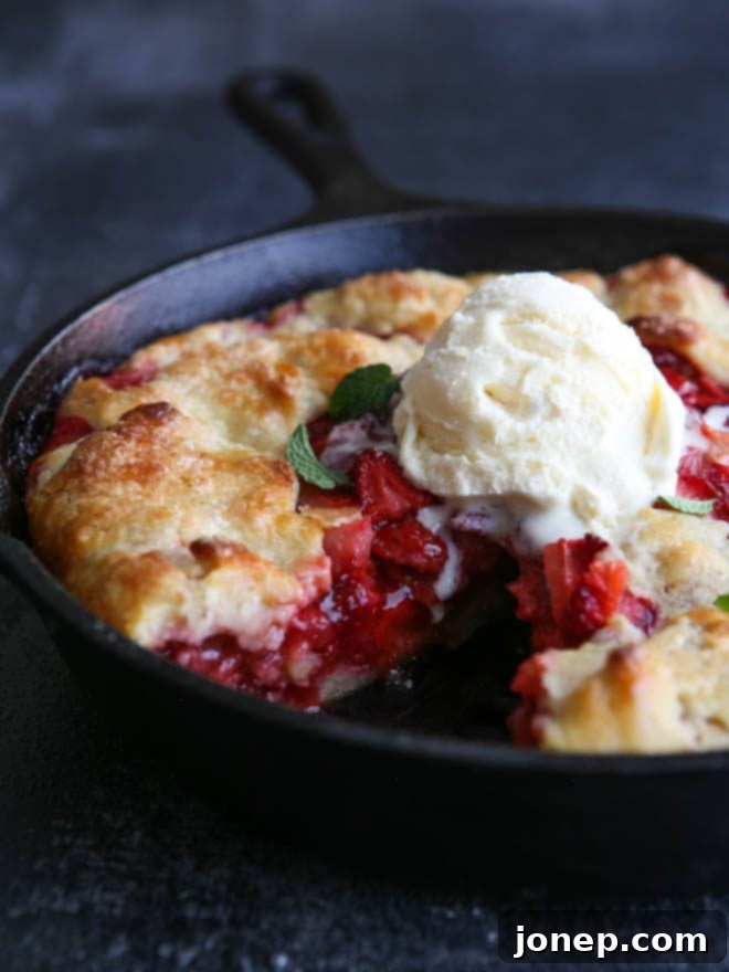 This easy strawberry skillet pie is perfect for summer baking!