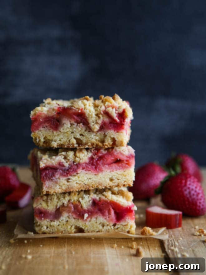 strawberry rhubarb crumb bars are the perfect treat for spring