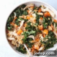 Wholesome Chicken Farro Medley with Sweet Potatoes and Kale 6 This farro bowl with chicken, kale and sweet potatoes is one of my favorite healthy meals!
