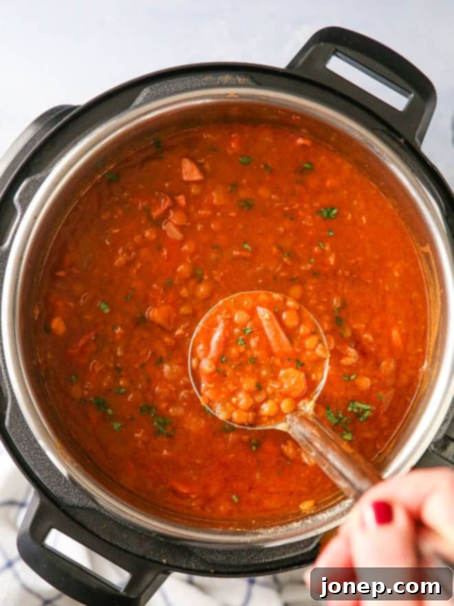 Make this ham lentil soup in the instant pot!