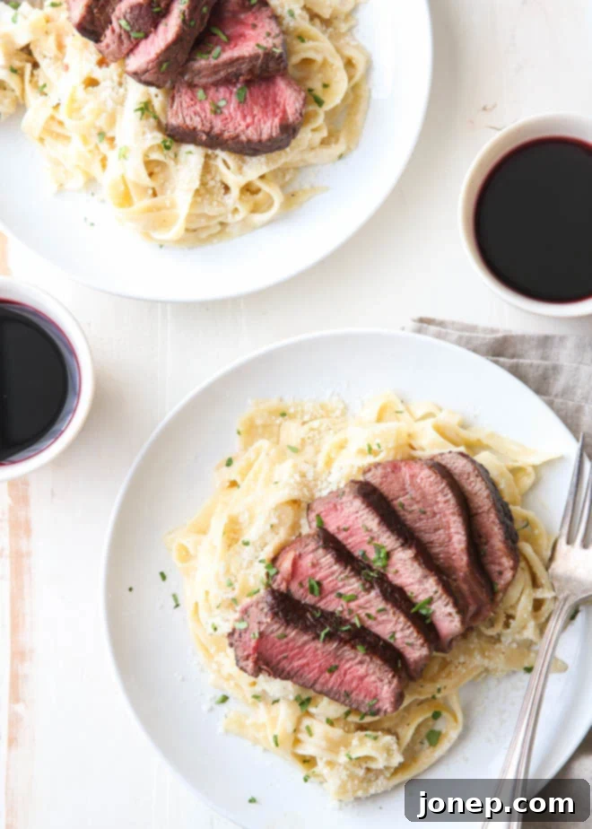 Steak Fettuccine Alfredo for two! 