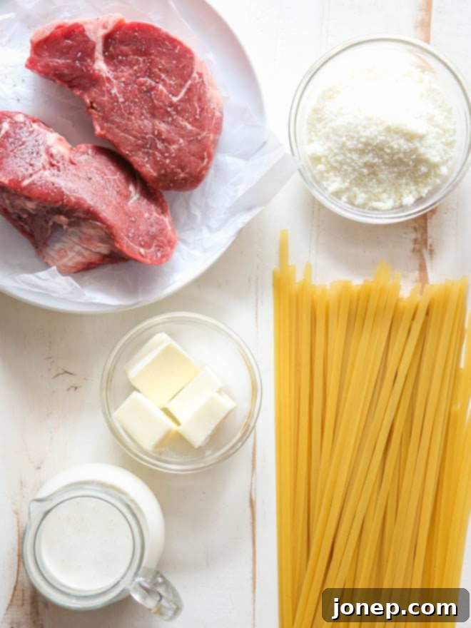 Steak Fettuccine Alfredo for two! 