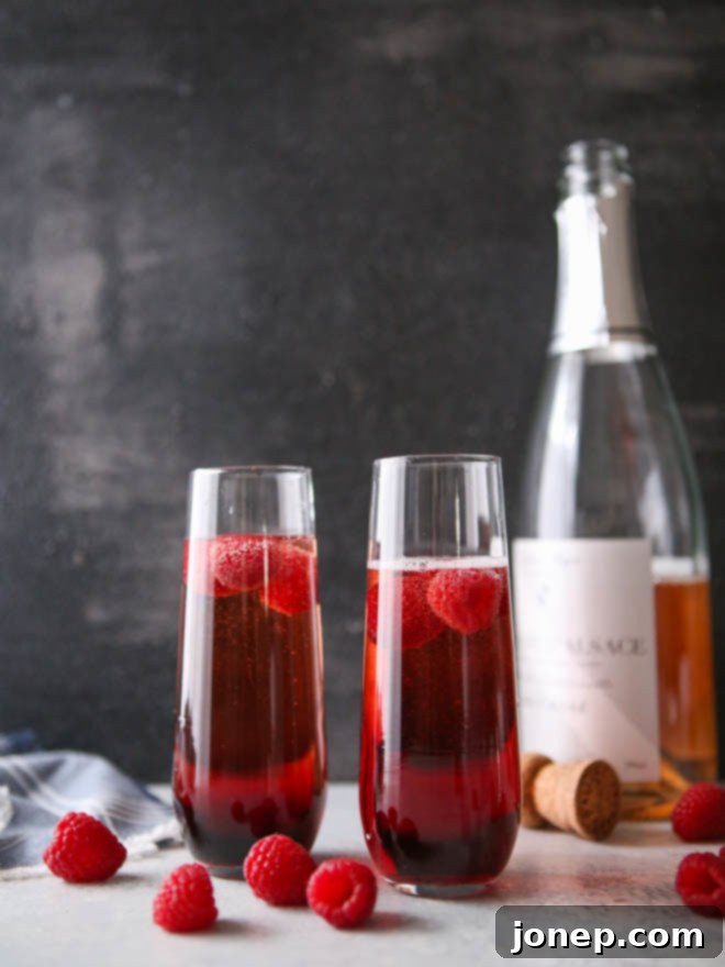 Sparkling raspberry rose cocktails