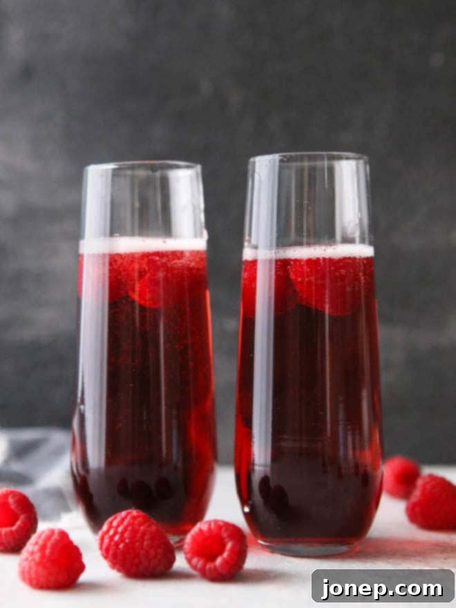Sparkling raspberry rose cocktails