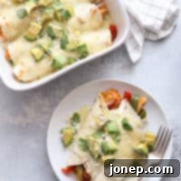 Sizzling Chicken Fajita Enchiladas 5 Close-up of baked Chicken Fajita Enchiladas ready to serve