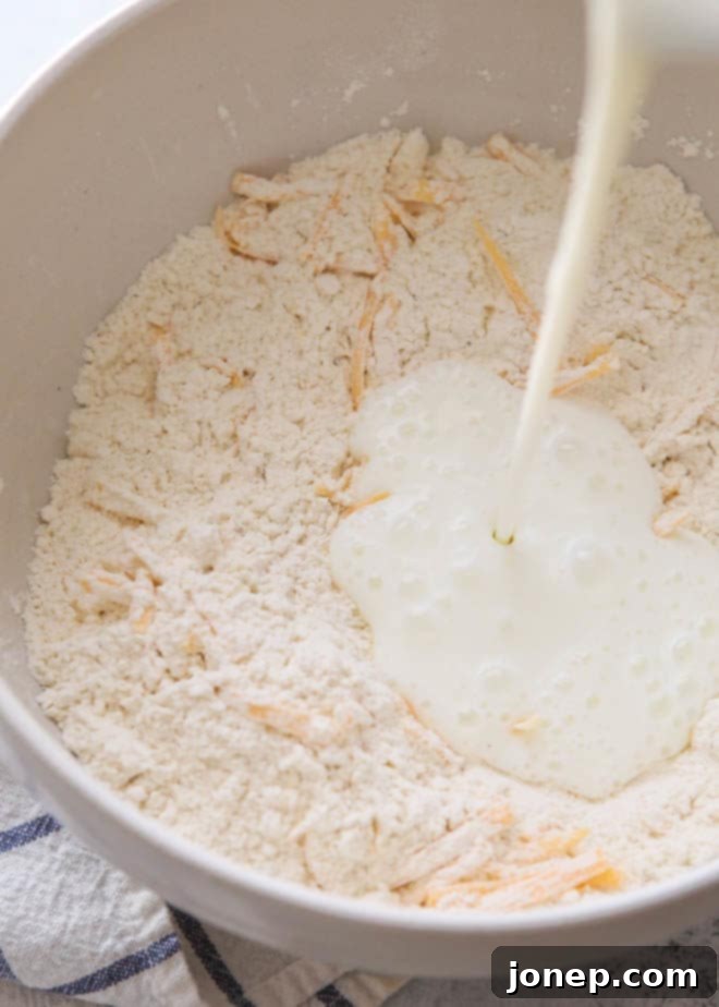 Making cheesy Irish soda bread