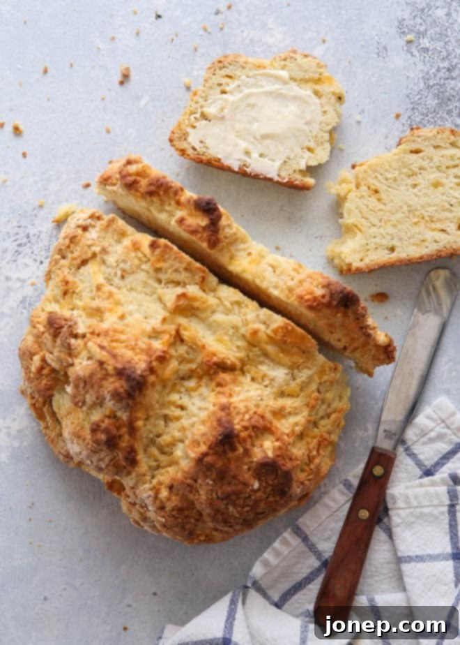 Easy and flavorful Irish soda bread ready for eating!