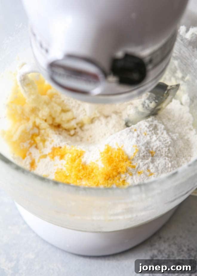 Mixing lemon spritz cookie dough