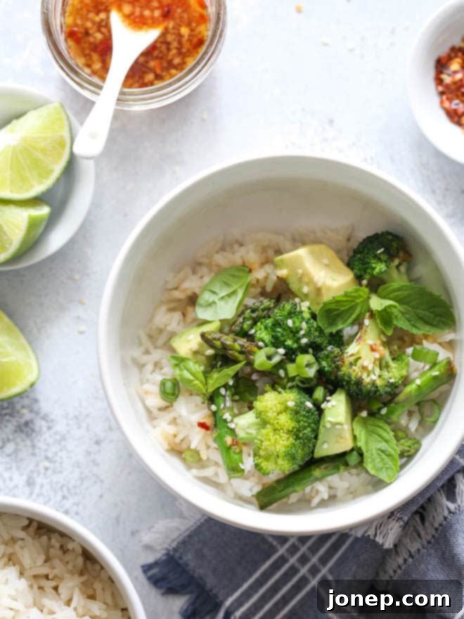Light, healthy and flavorful coconut veggie rice bowls