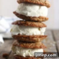 Oatmeal Cream Dream Sandwiches 2 Oatmeal Cream Pie Ice Cream Sandwiches on a white plate