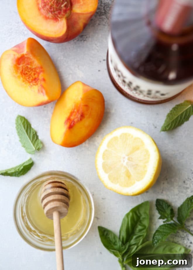 Just 5 ingredients for this grilled peach whiskey smash!