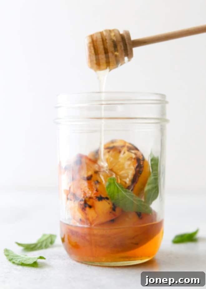 Just 5 ingredients for this grilled peach whiskey smash!