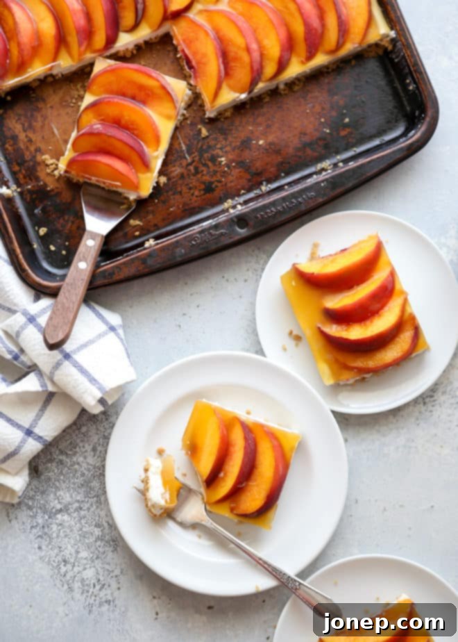Ingredients laid out for no-bake peaches and cream delight squares.