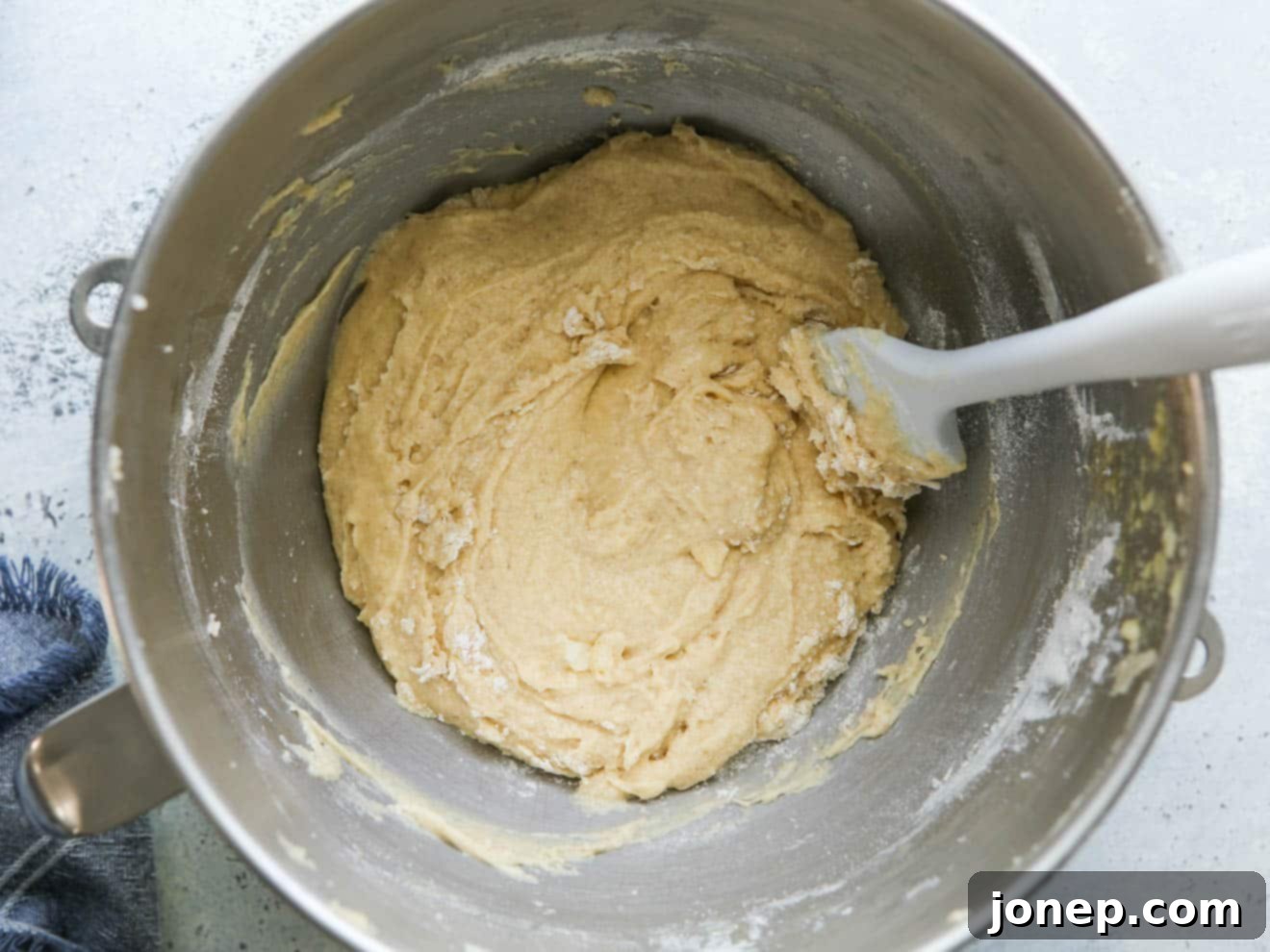 cake batter in a mixing bowl