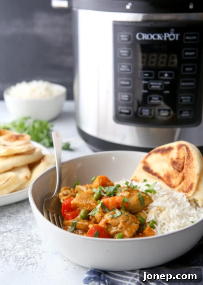 Easy Chicken Coconut Korma with Sweet Potatoes and Peas