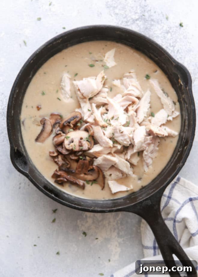 Making turkey mushroom pot pie
