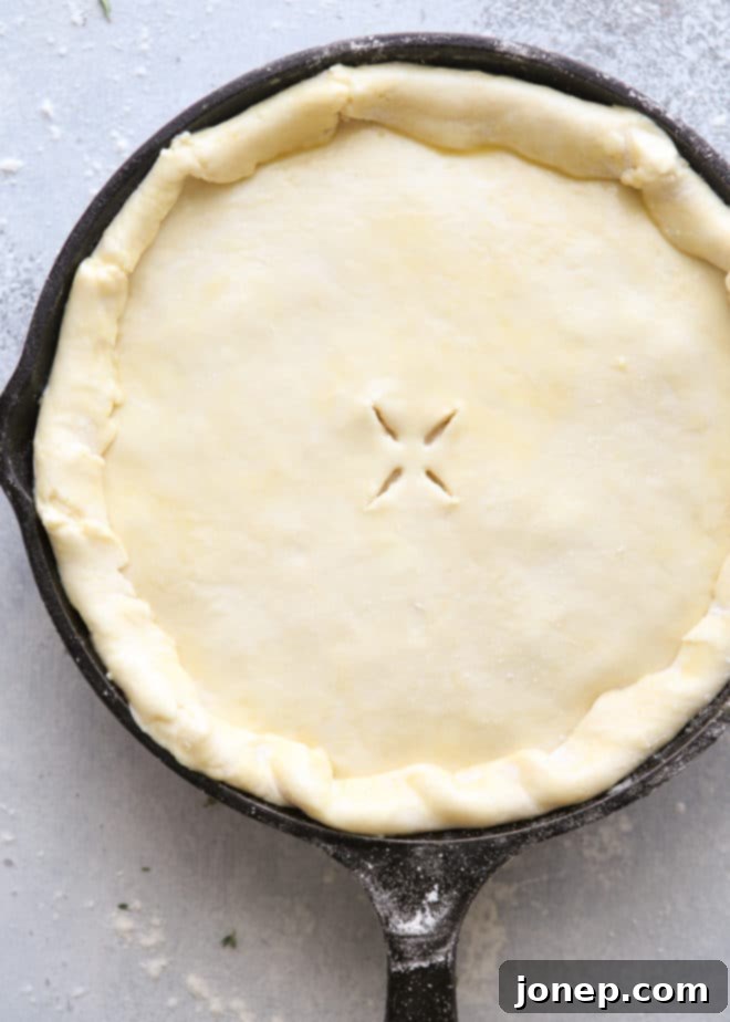 Pot pie ready to hit the oven