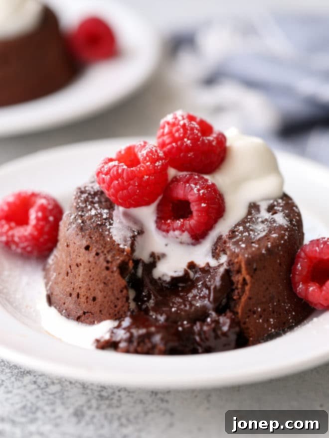 These individual chocolate cakes have a rich and gooey chocolate center!