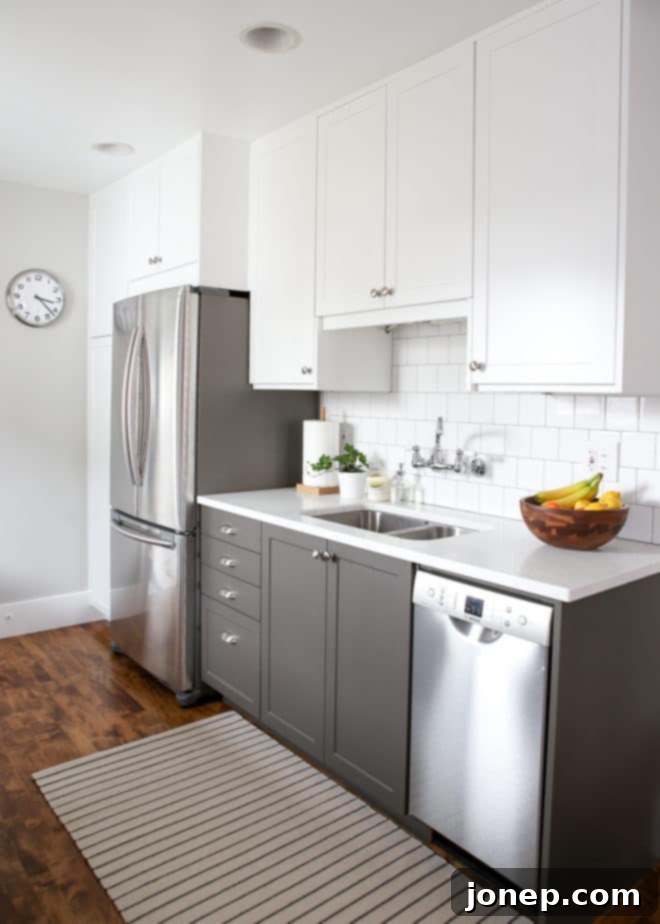 Bright and Modern Kitchen After Renovation with Two-Toned Cabinets