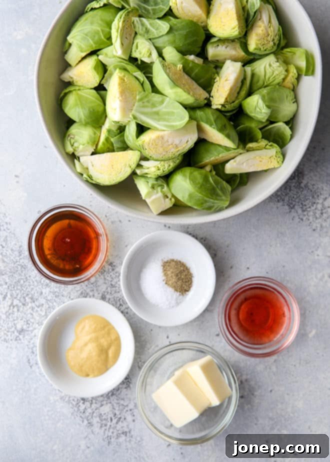 Ingredients for Maple Mustard Brussels Sprouts