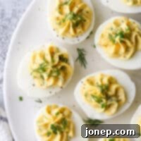 Garden Fresh Deviled Eggs 7 Classic deviled eggs made with mayonnaise, mustard and fresh chives and dill are a simple but irresistible appetizer.