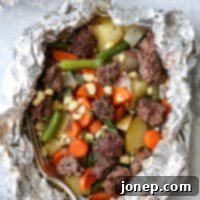 These beef and veggie tin foil dinners are an entire meal wrapped up in foil and cooked on the grill, over a fire, or in the oven.