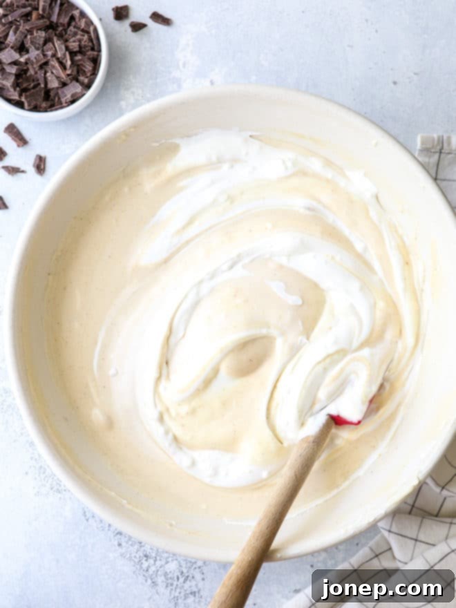 Mixing the rich peanut butter base for homemade no-churn ice cream