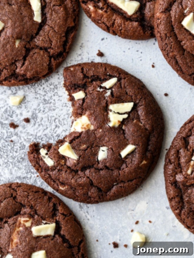 Soft and fudgy chocolate cookies filled with white chocolate chunks are an irresistible treat!